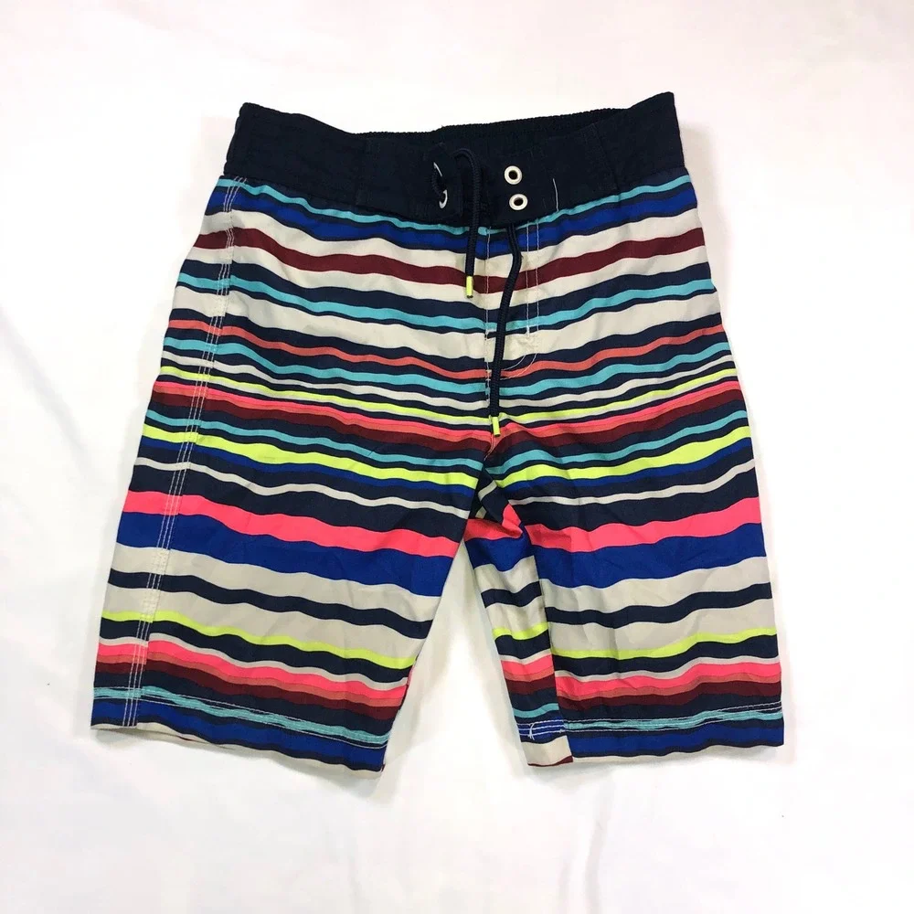 Boys Tek Gear Dry Tek Shirt and Gymboree Striped Board Shorts Swim Set Navy Blue